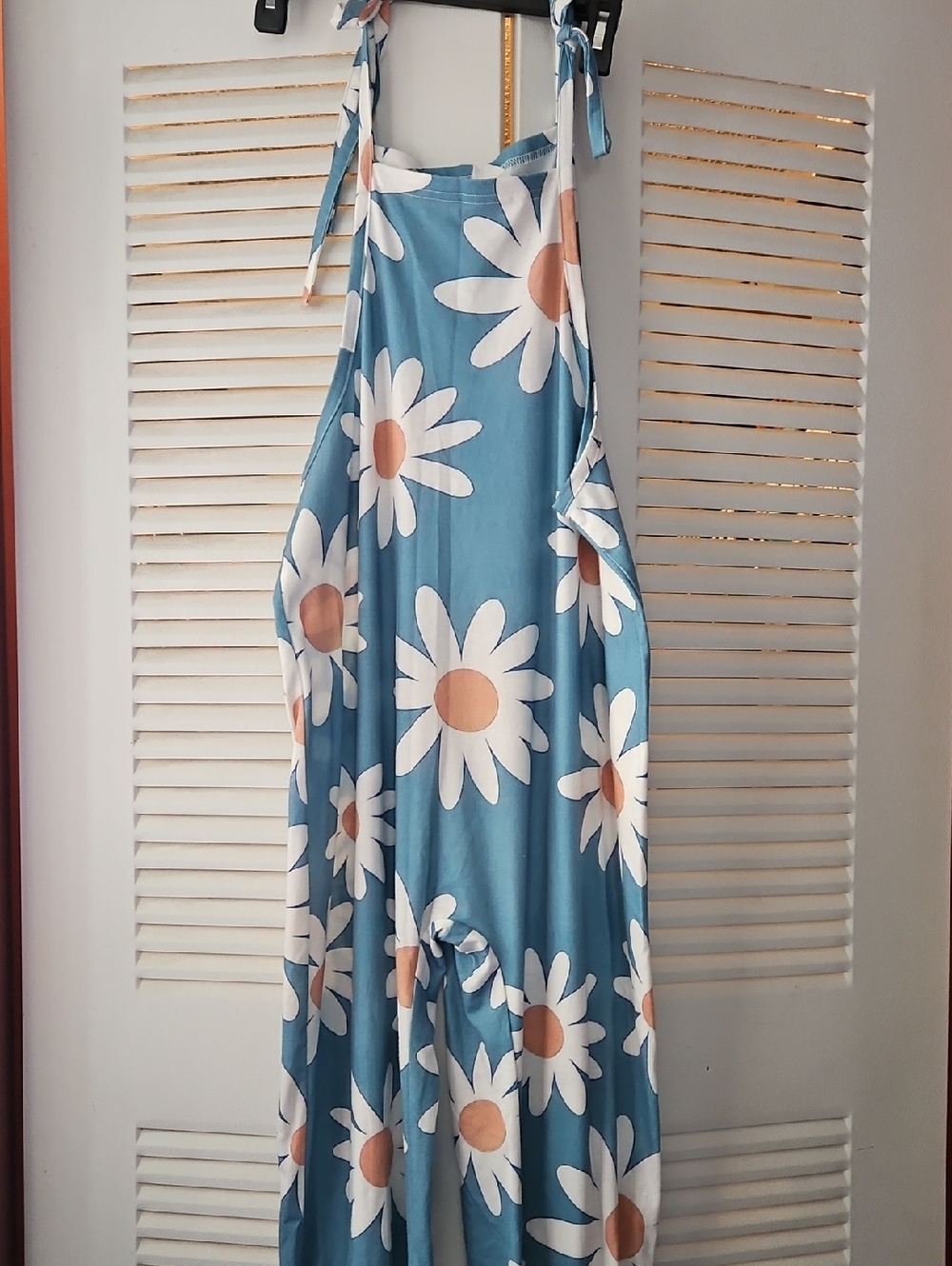 Blue Daisy Print Tie-Strap Romper